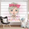 پرده چاپی طرح دختر کارتونی با پاپیون