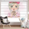 پرده چاپی طرح دختر کارتونی با پاپیون