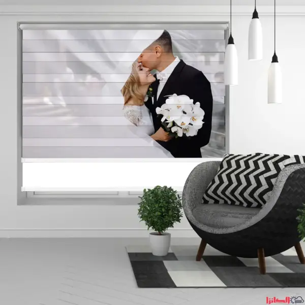 پرده چاپی ژوبلان طرح عروس و داماد