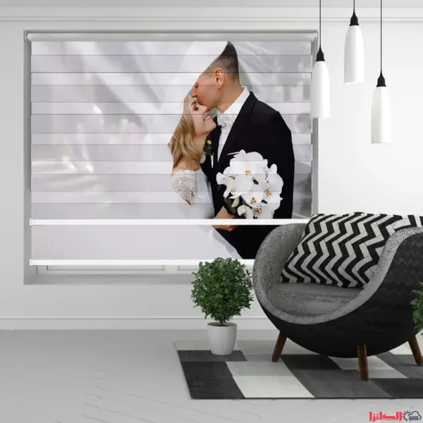 پرده چاپی ژوبلان طرح عروس و داماد