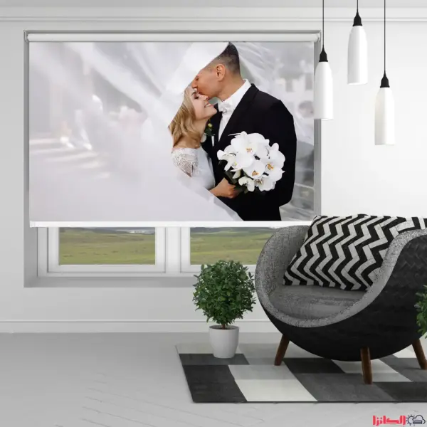 پرده چاپی ژوبلان طرح عروس و داماد