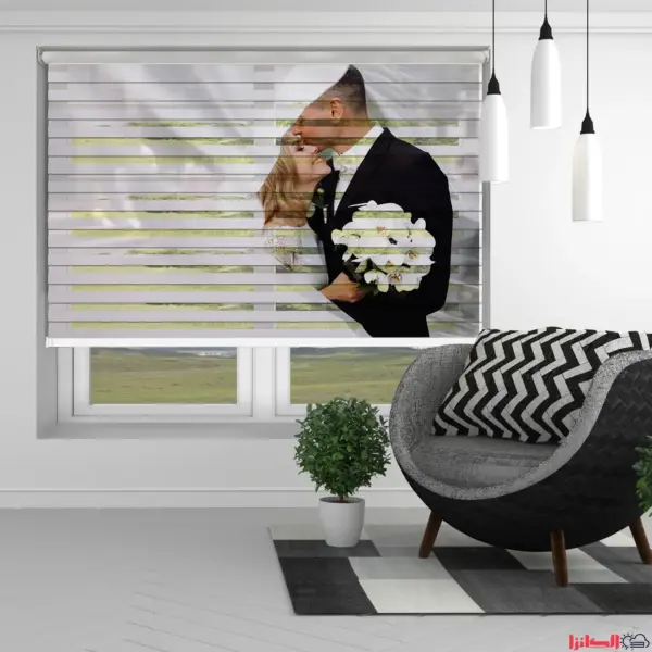 پرده چاپی ژوبلان طرح عروس و داماد