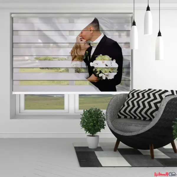 پرده چاپی ژوبلان طرح عروس و داماد