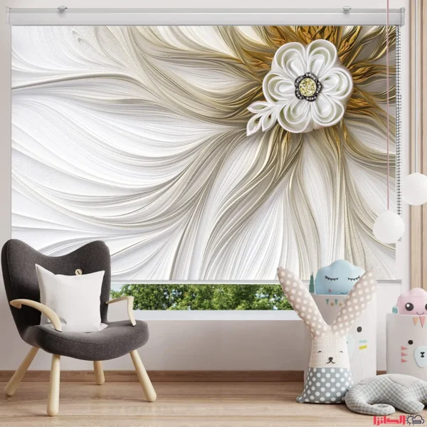 پرده چاپی سه‌بعدی طرح گل‌ انتزاعی