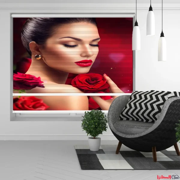 پرده چاپی تمام‌نما طرح بانوی گل رز
