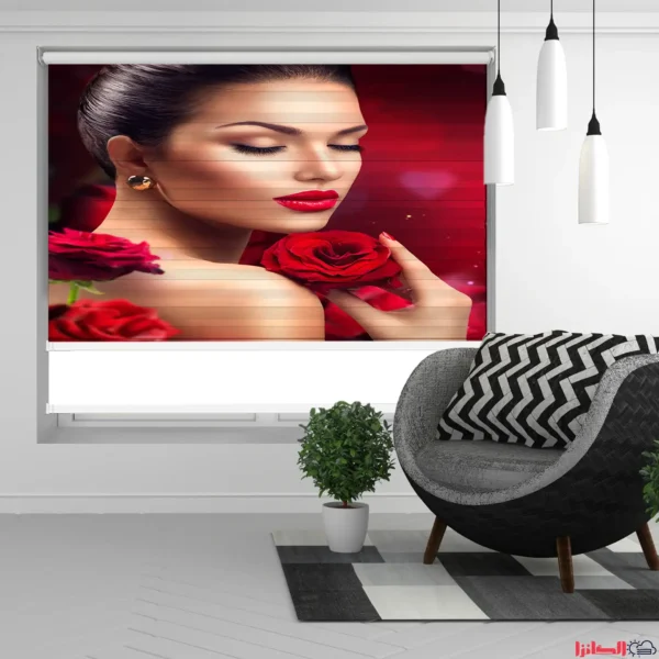 پرده چاپی تمام‌نما طرح بانوی گل رز