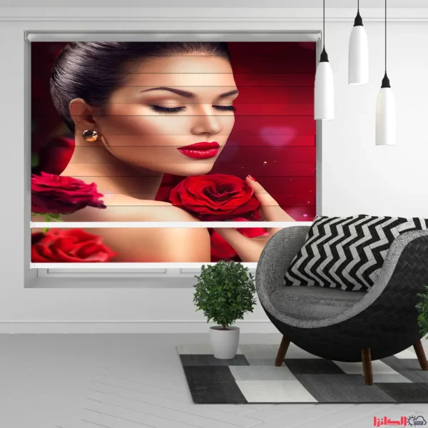 پرده چاپی تمام‌نما طرح بانوی گل رز