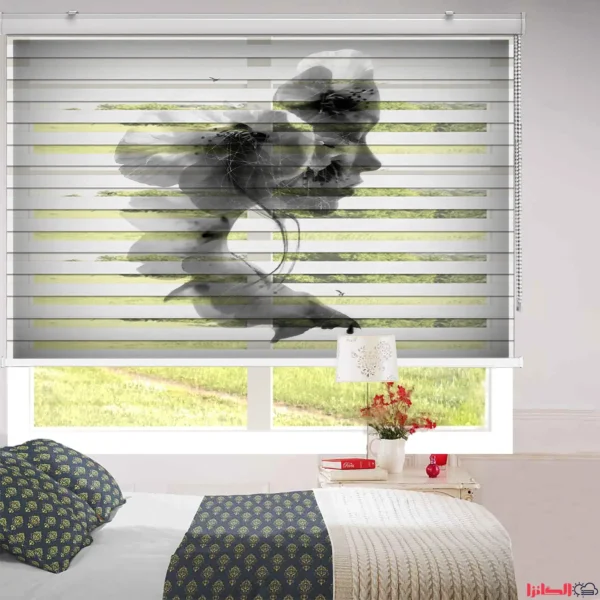 پرده چاپی طرح اکسپوژر چهره و شکوفه